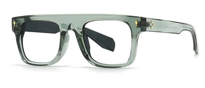 Luxury Square Frame Retro Reading Glasses Men Women Anti Blue Light Rice Nail Glasses Elegant Green Flat Top Computer Eyewear +2