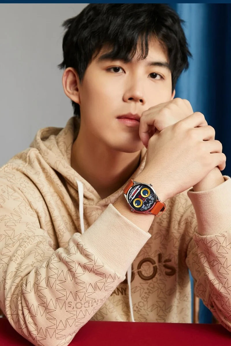 ABBYLUN 1363 Men's Quartz Watch Gold Clown Lion Creative Personalized Design Dial Leather Strap Cool Men's Watch montre homme