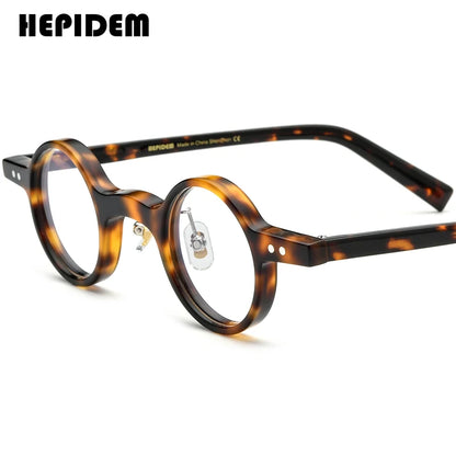FONEX HEPIDEM Acetate Eyeglasses Frame Men 2025 New Small Round Brand Design Glasses Women Retro Vintage Eyewear Spectacles 9341