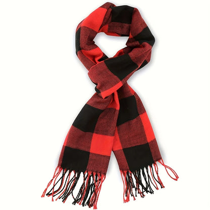 Unisex Imitation Cashmere Plaid Scarf Soft Solid Women Winter Shawl New Wrap Bandana Pashmina Tassel Thicken Warm Neckerchief