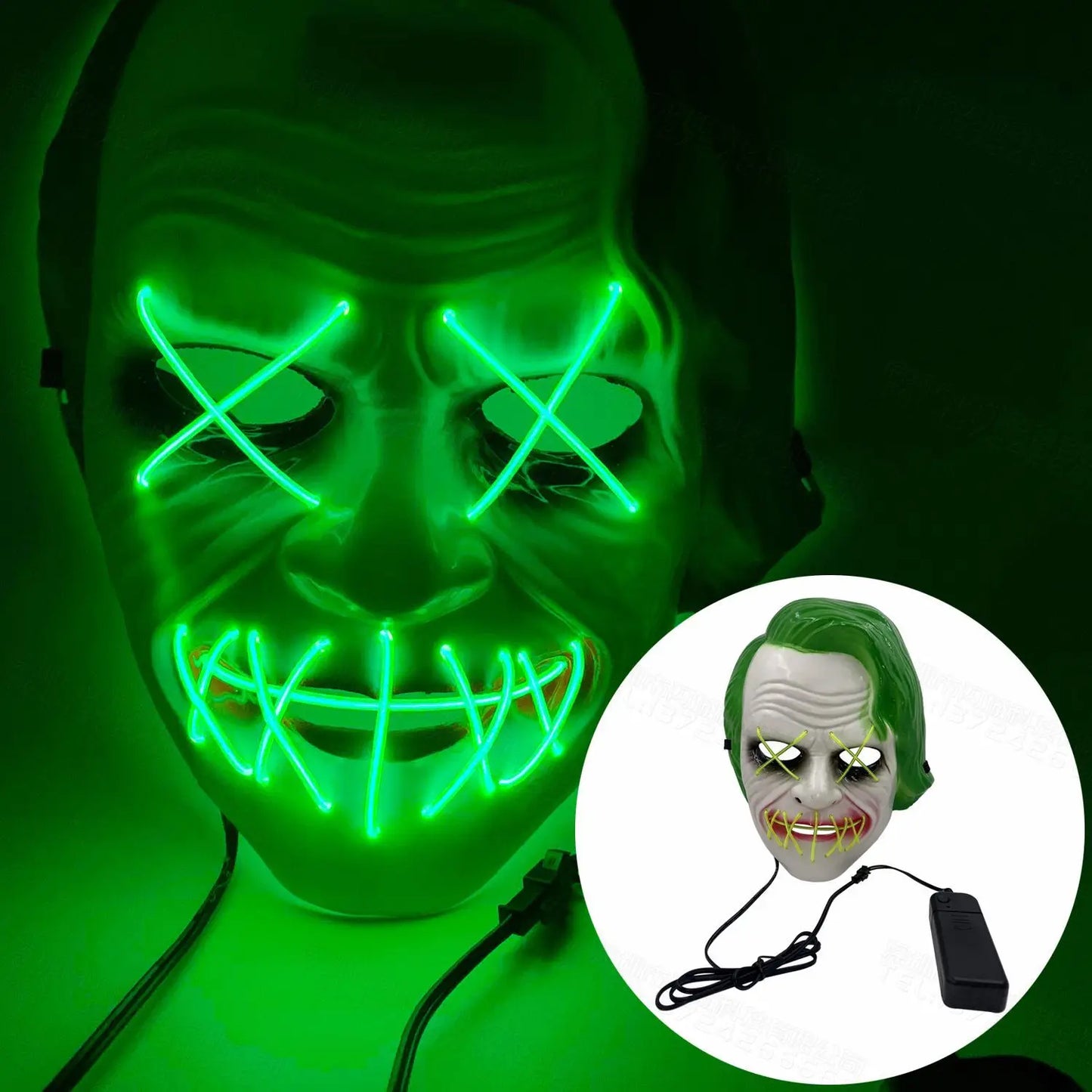 Halloween Mask Mixed Color Led Mask Party Masque Masquerade Masks Neon Maske Light Glow In The Dark Horror Mask Glowing Masker