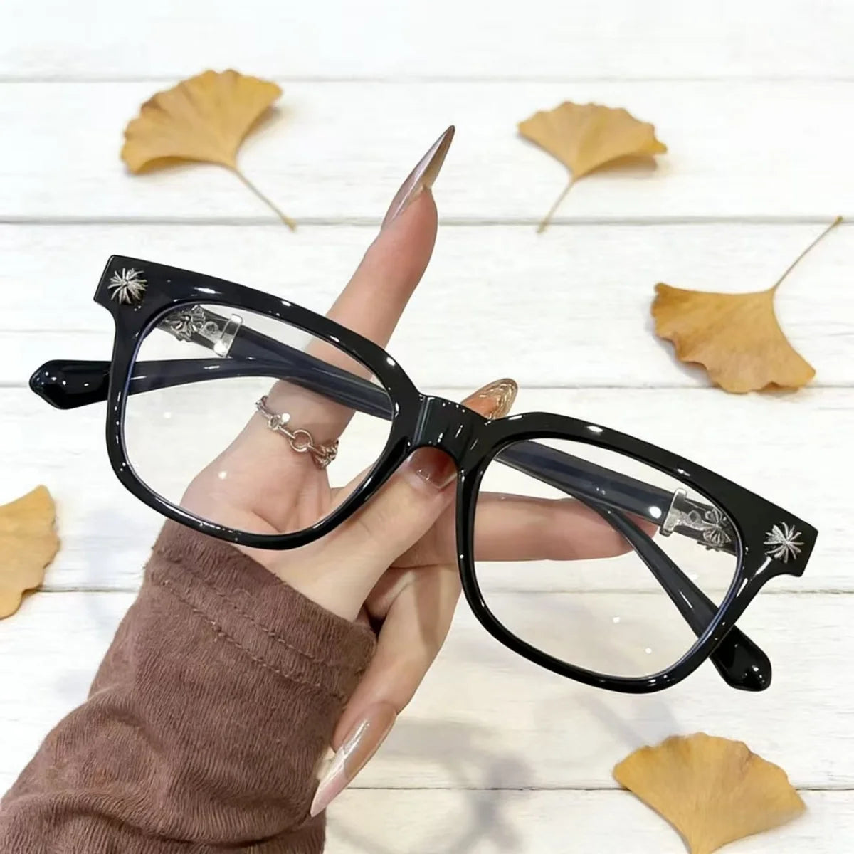 2pcs European and American retro men's and women's Y2K fashionable anti blue light versatile glasses multi-color combination is