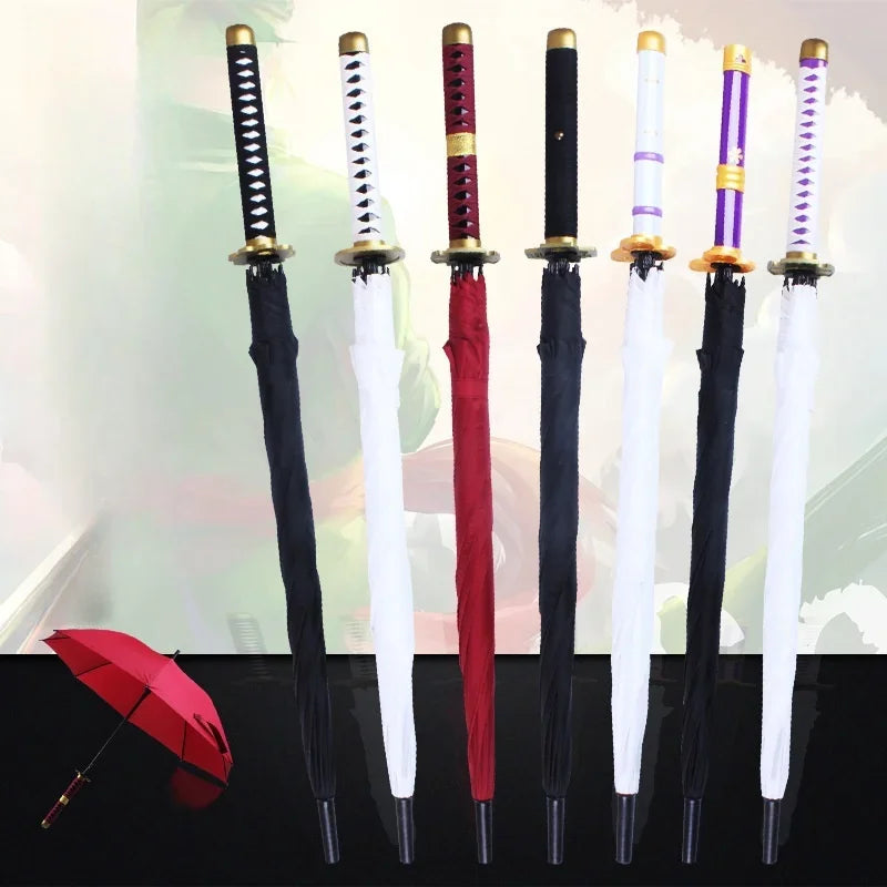 Anime Zoro Katana Umbrella Sword Long Hand Black Parasol Roronoa Zoro Knife Real Size Japanese Katana Sabre Umbrella Raincoa