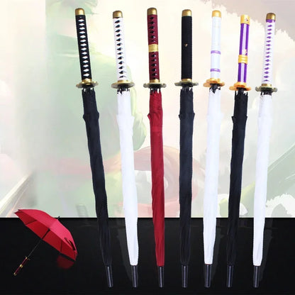 Anime Zoro Katana Umbrella Sword Long Hand Black Parasol Roronoa Zoro Knife Real Size Japanese Katana Sabre Umbrella Raincoa
