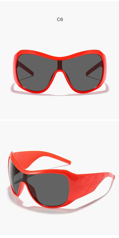 vintae one piece oversized shield sunglasses women new fashion red black gradient sexy sun glasses ladies trendy y2k shades
