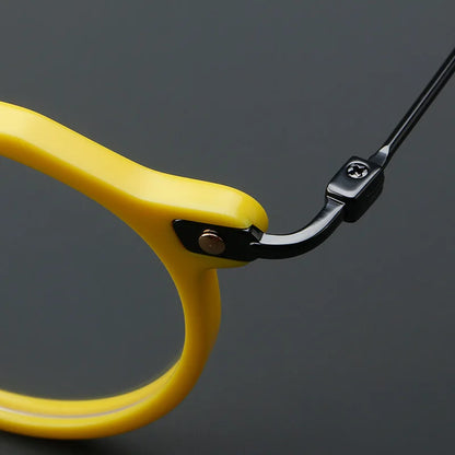 57028 Vintage Acetate Optical Spectacle Frames Women Fashion Round Metal Eyeglass Frame Men Trend Transparent Eyewear