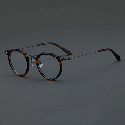 57028 Vintage Acetate Optical Spectacle Frames Women Fashion Round Metal Eyeglass Frame Men Trend Transparent Eyewear