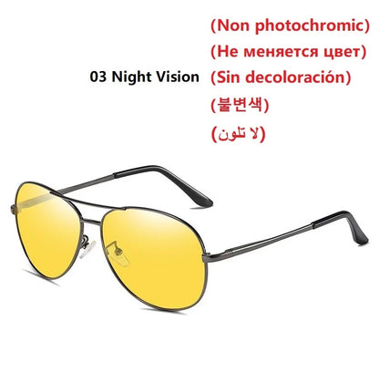 Luxury Photochromic Pilot Polarized Sunglasses Men Women Driving Chameleon Sun Glasses Change Color Day And Night Eyewear