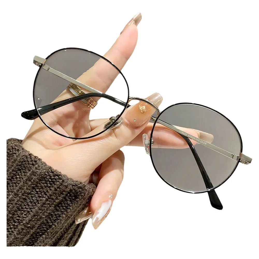 1-piece ladies' glasses, classic thin round frames, simple and fashionable, suitable for daily wear