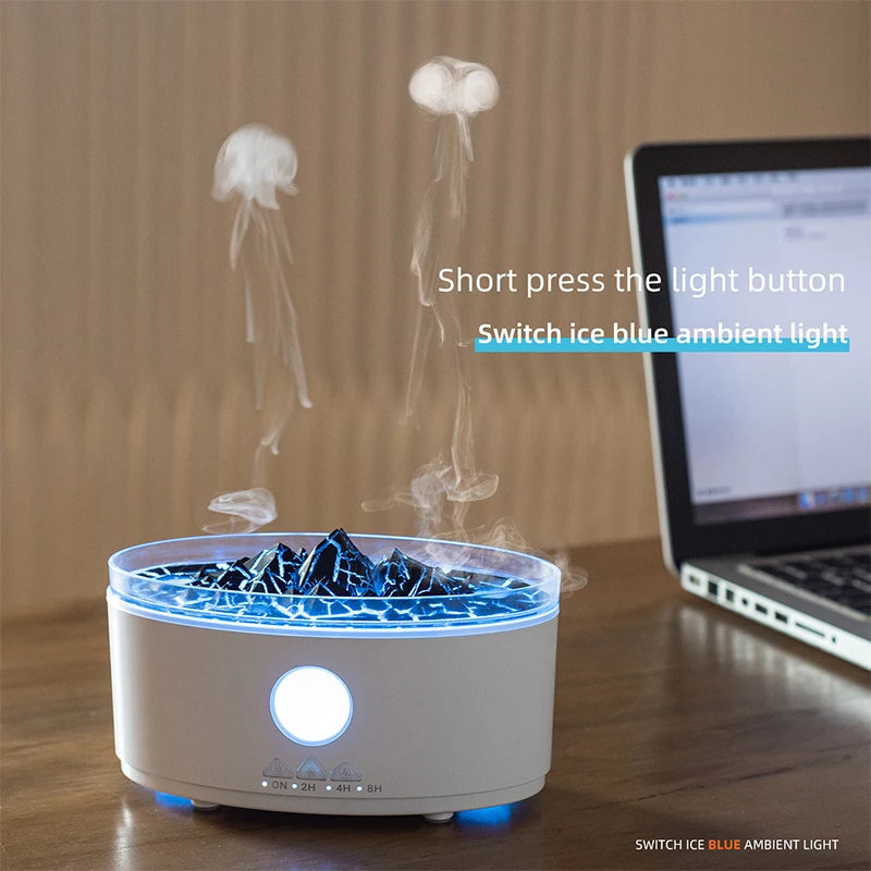 DC 24V Home Electric Aromatherapy Essential Oil Diffuser Jellyfish Smoke Ring Air Humidifier with 3 Colors Light Remote Control
