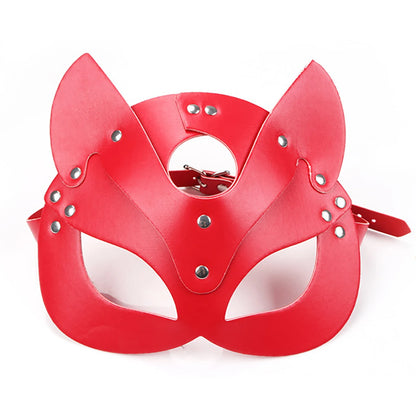 Red Leather Mask Women Sexy Cosplay Cat Mask Bondage Half Face Masks Gothic Masquerade Ball Fancy Masks BDSM Erotic Accessorie