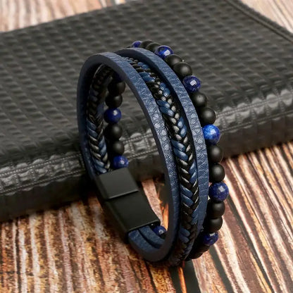 Classic Men's Leather Bracelet New Style Hand-woven Multi-layer Combination Accessory Fashion Man Jewelry