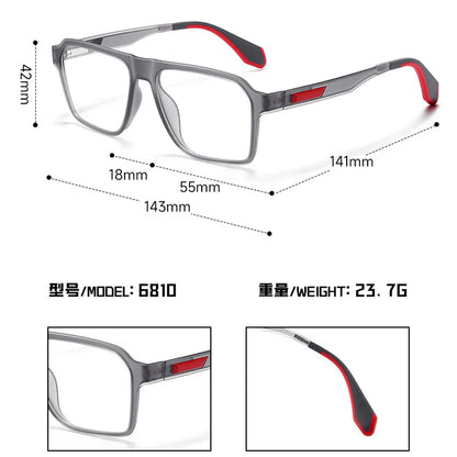 BLMUSA Retro Large Frame Ultralight TR Non-Slip Sports Myopia Glasses Anti Blue Light Prescription Reading Driving Sunglasses