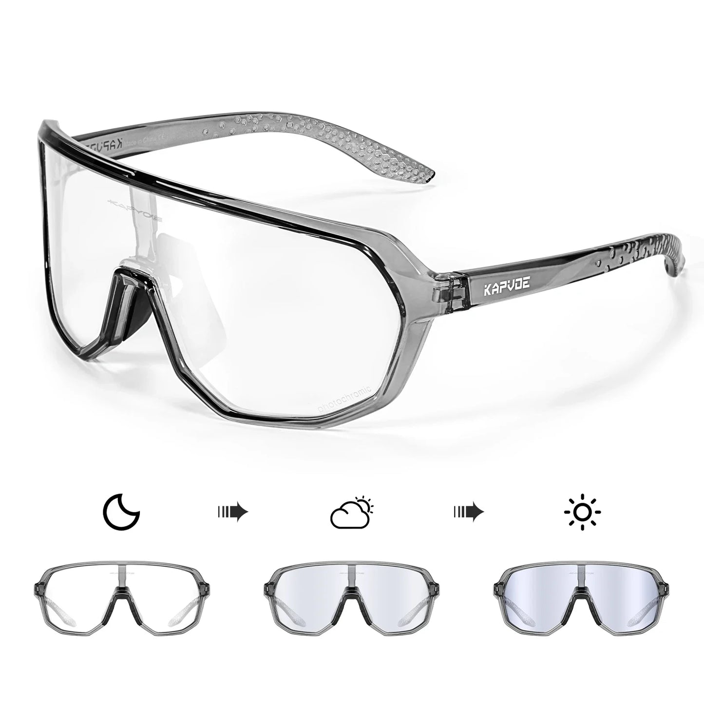 KAPVOE Photochromic Cycling Glasses Sports Sunglasses for Men Women UV400 Protection Bicycle MTB Mountain Bike Sunglasses