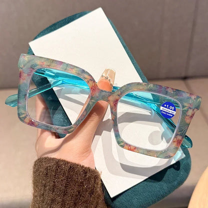 New Fashionable Large Frame Reading Glasses with Spring Legs Multi-colour Anti-blue Light Presbyopia Glasses for Men and Women