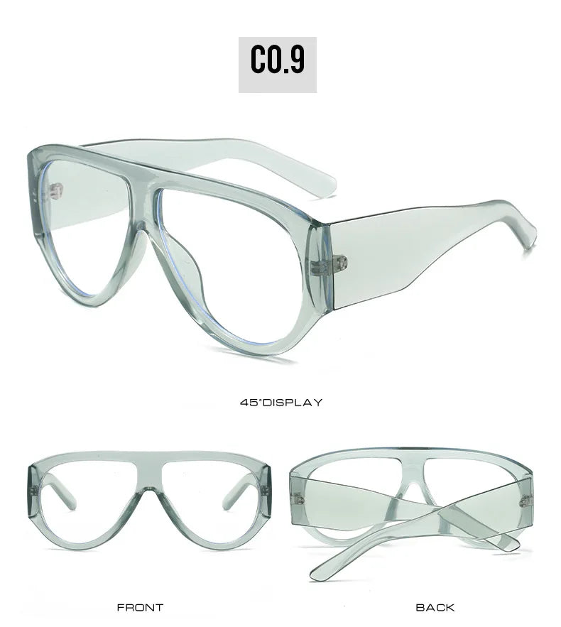 New Large Frame Luxury Myopia Glasses Anti Blue Light Oversized Pilot Fashion Eyeglasses Oval Clear Lens Short-sighted Eyewear