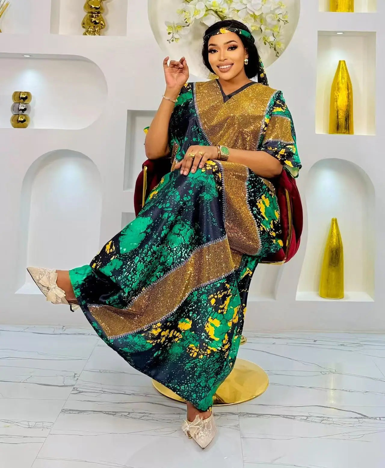 2025 new arrivals loose women/lady summer maxi dress long print short sleeve ankara african style