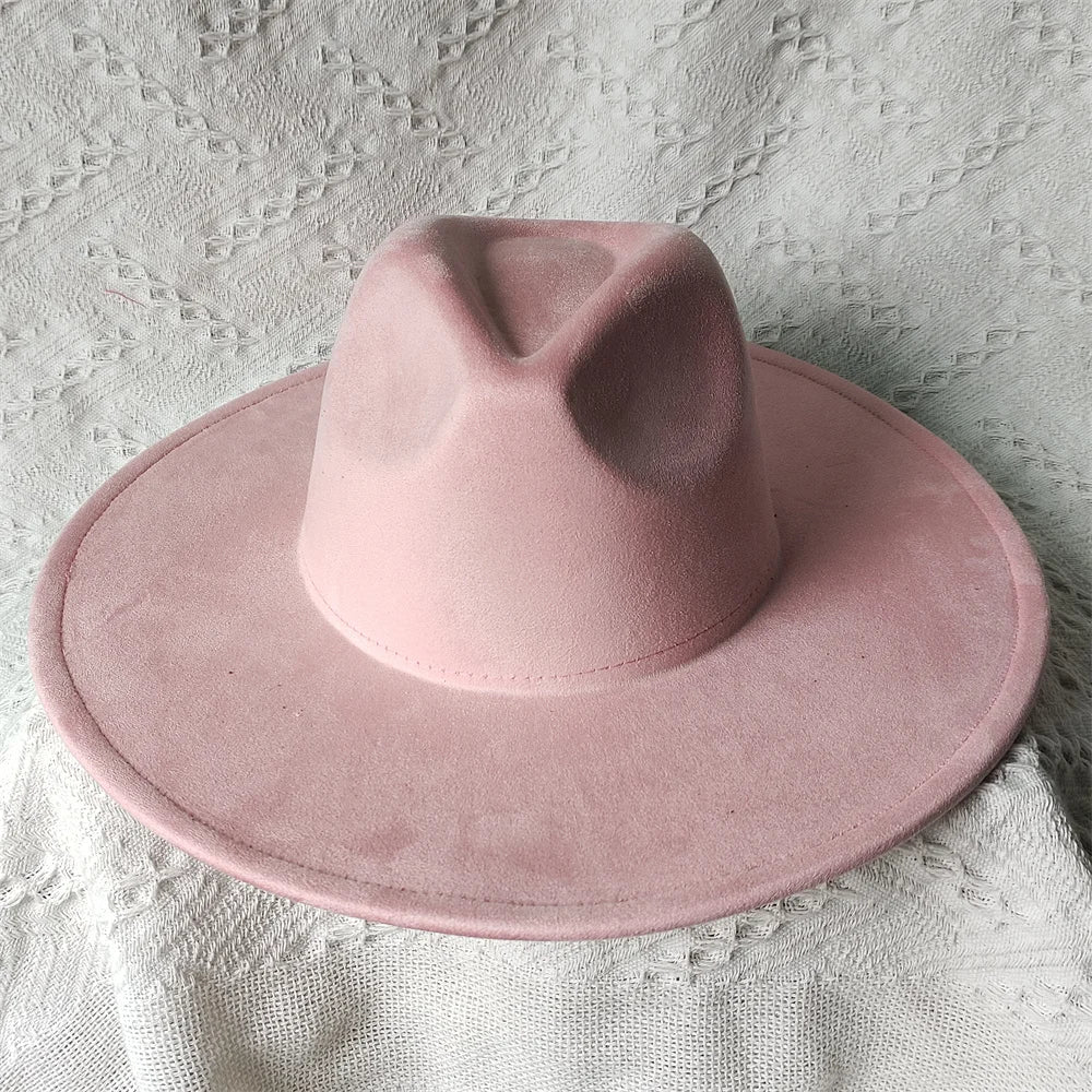 Colorful Suede Wide Brim Felt Fedoras Women's Hat Men's Church Jazz Hat Denim Hat Panama шляпа женская летняя 2024