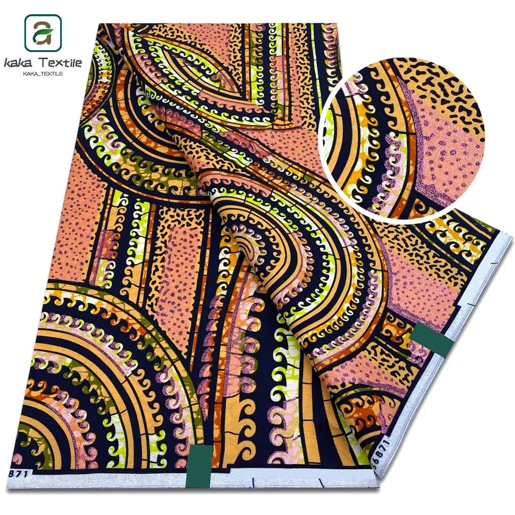 NEW Soft Super Glitter Grand Golden Wax Fabric Cotton Ankara Gold Wax Flash Gold Print Batik Good Ghana African Print Wax 6yards