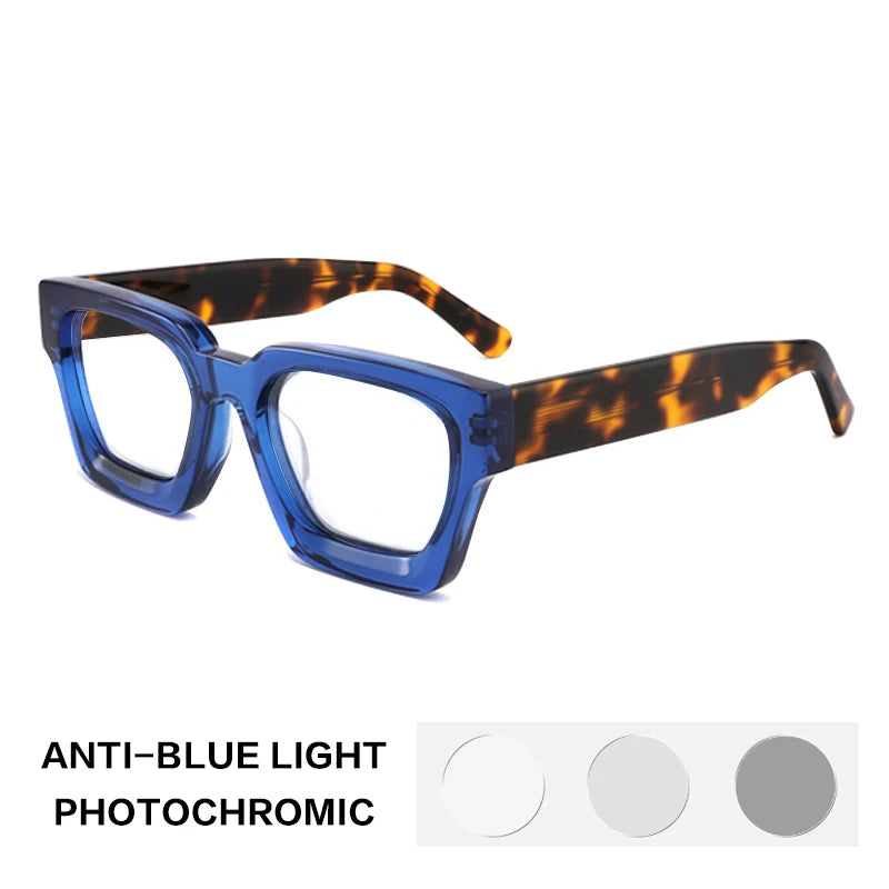 Gatenac Acetate Reading Glasses Handmade Photochromic Anti Blue Light Prescription Glasses Frame Men Progressive Myopia Eyewear