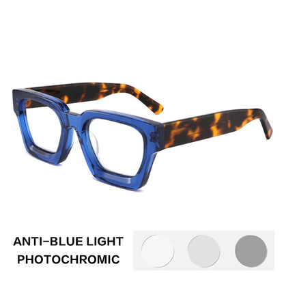 Gatenac Acetate Reading Glasses Handmade Photochromic Anti Blue Light Prescription Glasses Frame Men Progressive Myopia Eyewear