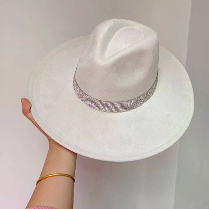 Women's suede 10cm wide Brim Fedora hat Men's autumn and winter felt jazz hat Classic suede Fedora Sombrero