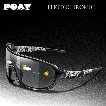 POAT BRAND Cycling Photochromic Eyewear Outdoor Sports Cycling Fishing Road Bike Hiking Sunglasses Men Women windproof Glasses