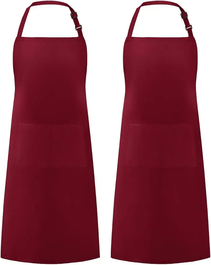 2-piece set; Simple solid color apron with 2 pockets; Adjustable chef's apron for the kitchen suitable for men and women
