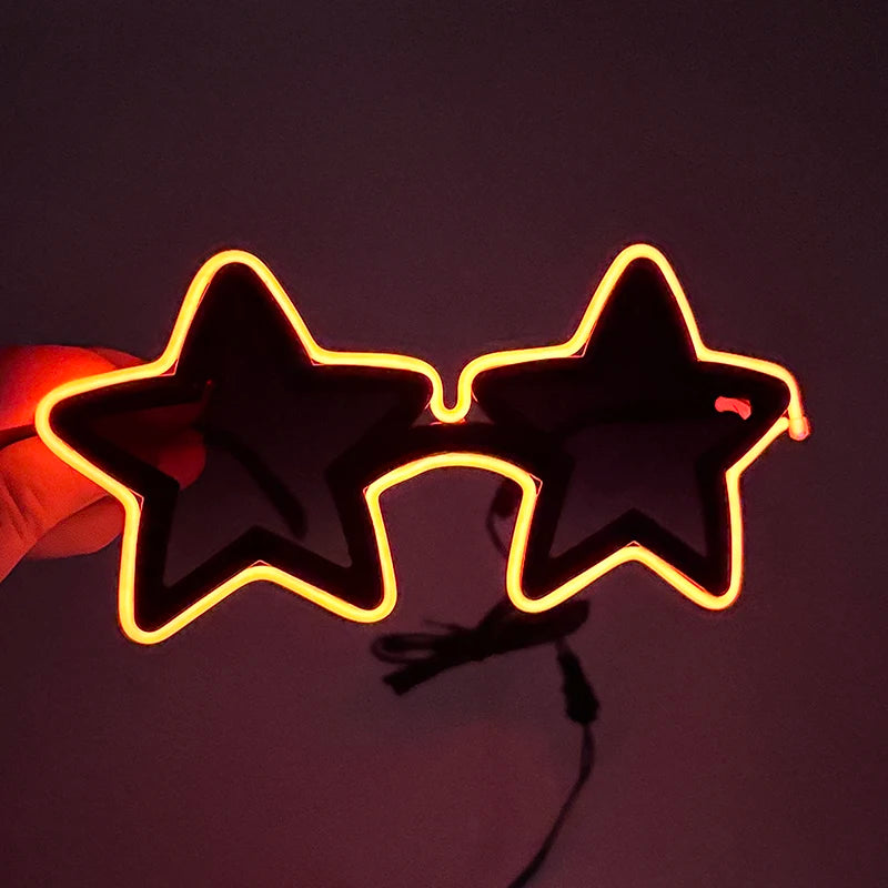 Cool glowing star shape glasses Led Light Up Star Glasses Glow In The Dark glasses for nightclub Birthday wedding party supplies