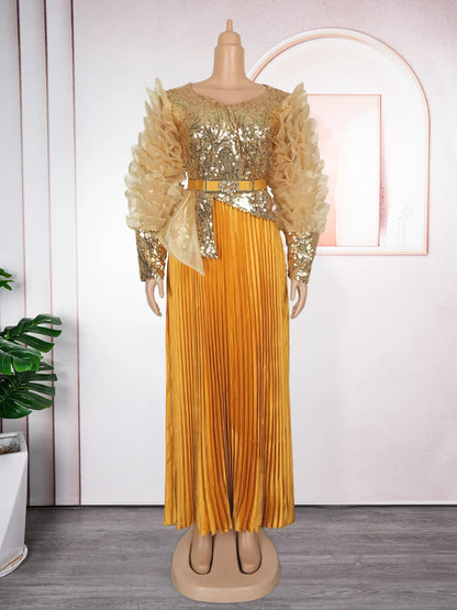 Plus Size African Party Long Dresses for Women 2026 New Dashiki Ankara Sequin Evening Gowns Turkey Outfits Robe Africa Clothing