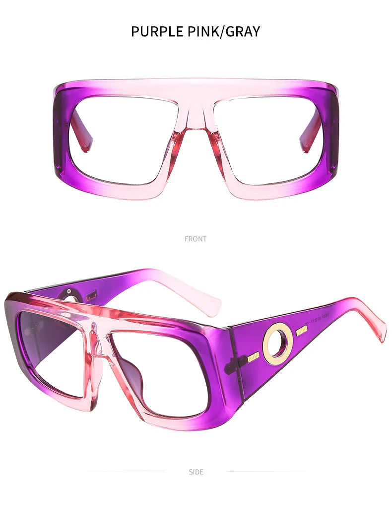 Big Square Anti Blue Light Reading Glasses Elegant Luxury Green Purple Gradient Eyeglasses Frames Prescription Hyperopia Eyewear
