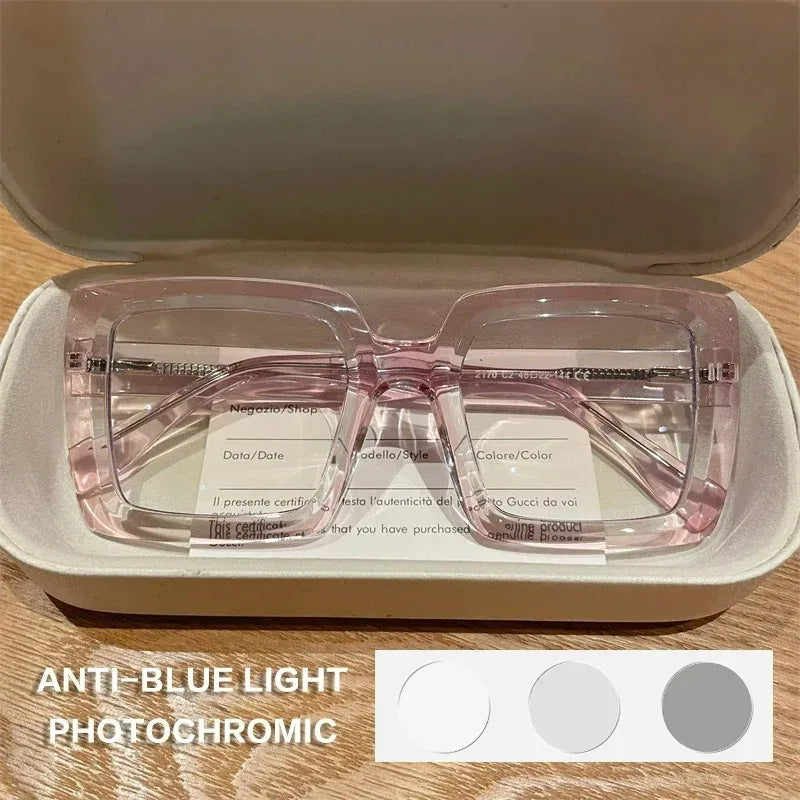 EYORA Oversize Fashionable Reading Glasses Anti Blue Ray Myopia Eyewear Progressive Photochromic Prescription Optical Glasses