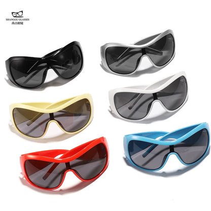 vintae one piece oversized shield sunglasses women new fashion red black gradient sexy sun glasses ladies trendy y2k shades