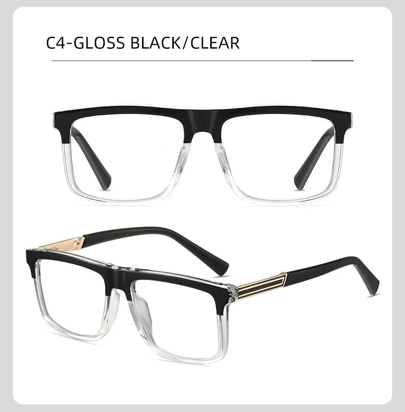 Men Vintage Anti Blue Light Reading Glasses Classic Brand Double Bridge Square Eyeglasses Business Office Presbyopia Glasses +