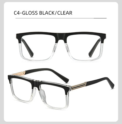 Men Vintage Anti Blue Light Reading Glasses Classic Brand Double Bridge Square Eyeglasses Business Office Presbyopia Glasses +