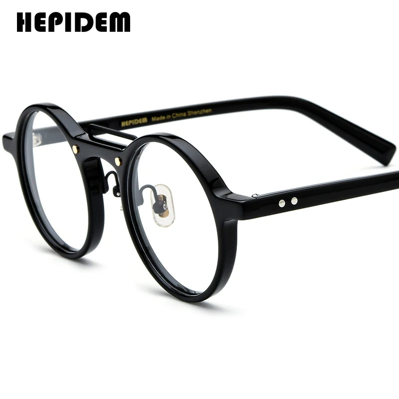 FONEX HEPIDEM Acetate Eyeglasses Frame Men 2025 New Small Round Brand Design Glasses Women Retro Vintage Eyewear Spectacles 9341