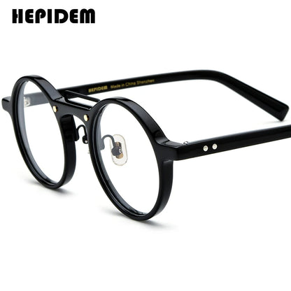 FONEX HEPIDEM Acetate Eyeglasses Frame Men 2025 New Small Round Brand Design Glasses Women Retro Vintage Eyewear Spectacles 9341