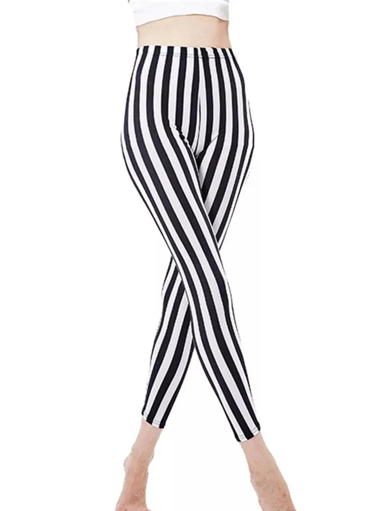 CUHAKCI Fashion Plaid Printing Leggings Women Sexy Fitness Leggins Grid Floral Stripe Trousers High Waist Pencil Pants