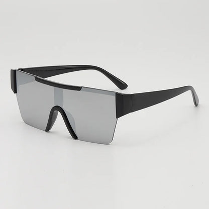 Retro Big Square Frame Women Men Sunglasses Fashion One Piece Black Silver Lens Shades UV400 Trending Sun Glasses Eyewear 2026