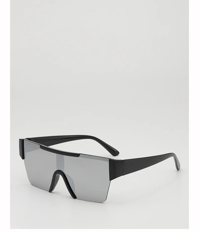 Retro Big Square Frame Women Men Sunglasses Fashion One Piece Black Silver Lens Shades UV400 Trending Sun Glasses Eyewear 2026