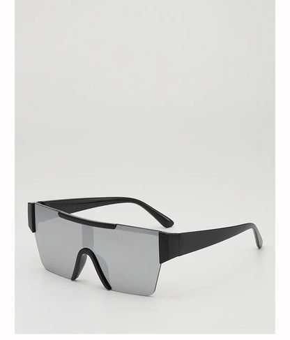 Retro Big Square Frame Women Men Sunglasses Fashion One Piece Black Silver Lens Shades UV400 Trending Sun Glasses Eyewear 2026