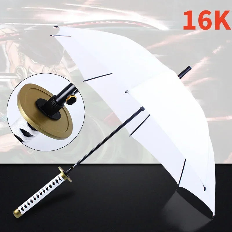 Anime Zoro Katana Umbrella Sword Long Hand Black Parasol Roronoa Zoro Knife Real Size Japanese Katana Sabre Umbrella Raincoa
