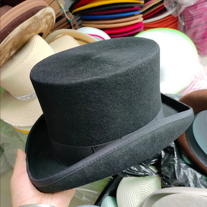 2023 Men Hat 100% Wool Fedora Hat Unisex Top Show Gentleman Bowler Hat Black Red Magic Hat Presidential Hat Feather Accessories