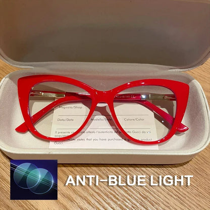 EYORA Fashionable Full Rim Cat Eye Reading Glasses Women Anti Blue Ray or Photochromic Progressive Prescription Optical Eyewear