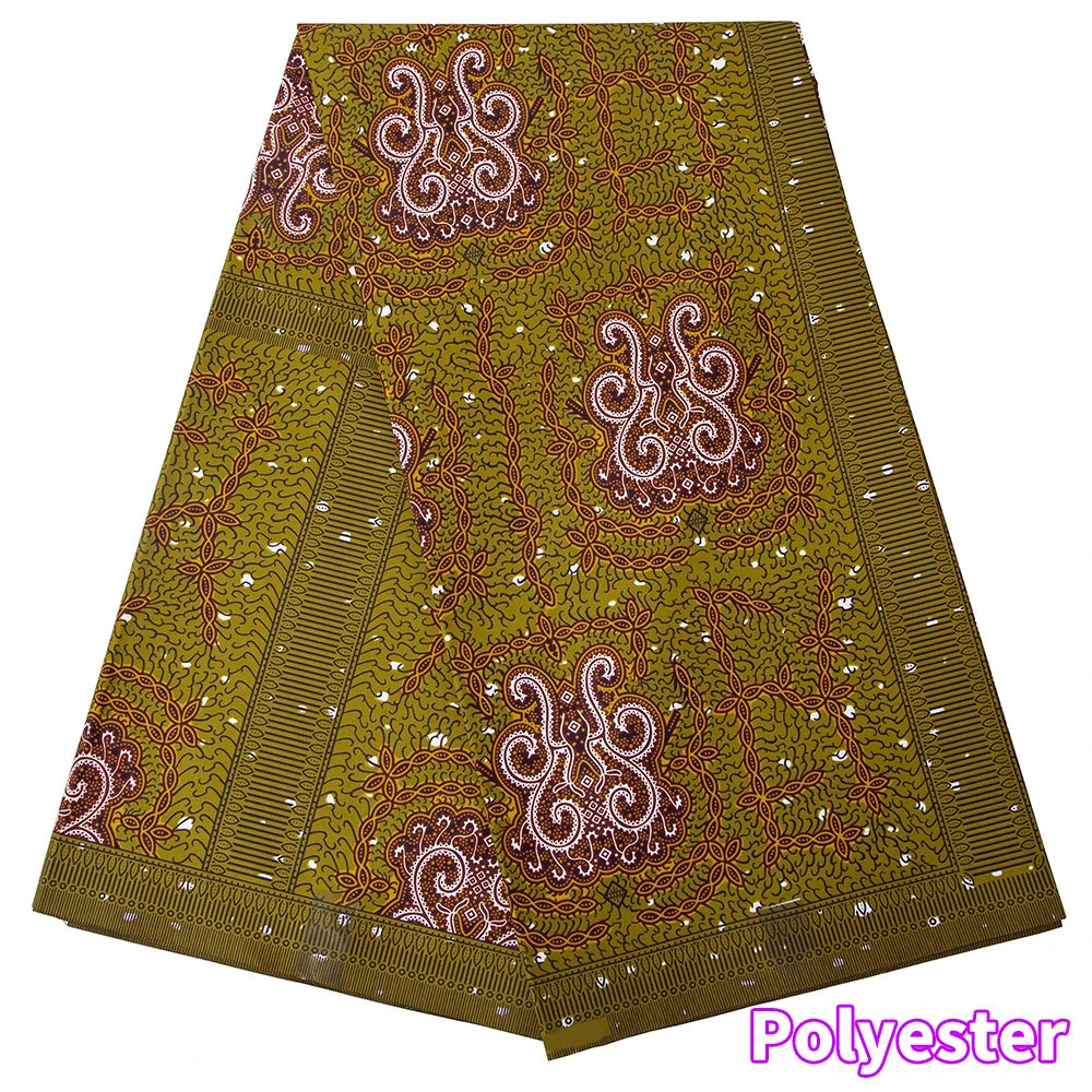 Veritablewax Fan Pattern African Fabric By the Yard Polyester Material For Handsewing High Quality Cloth for Party Dress A-27