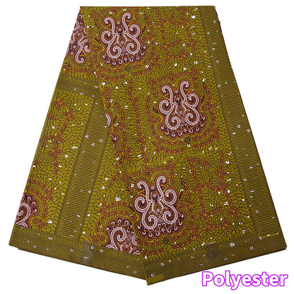 Veritablewax Fan Pattern African Fabric By the Yard Polyester Material For Handsewing High Quality Cloth for Party Dress A-27