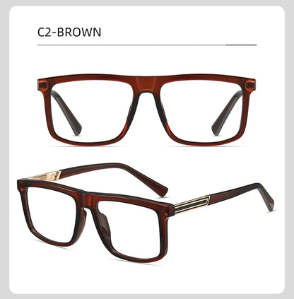 Men Vintage Anti Blue Light Reading Glasses Classic Brand Double Bridge Square Eyeglasses Business Office Presbyopia Glasses +