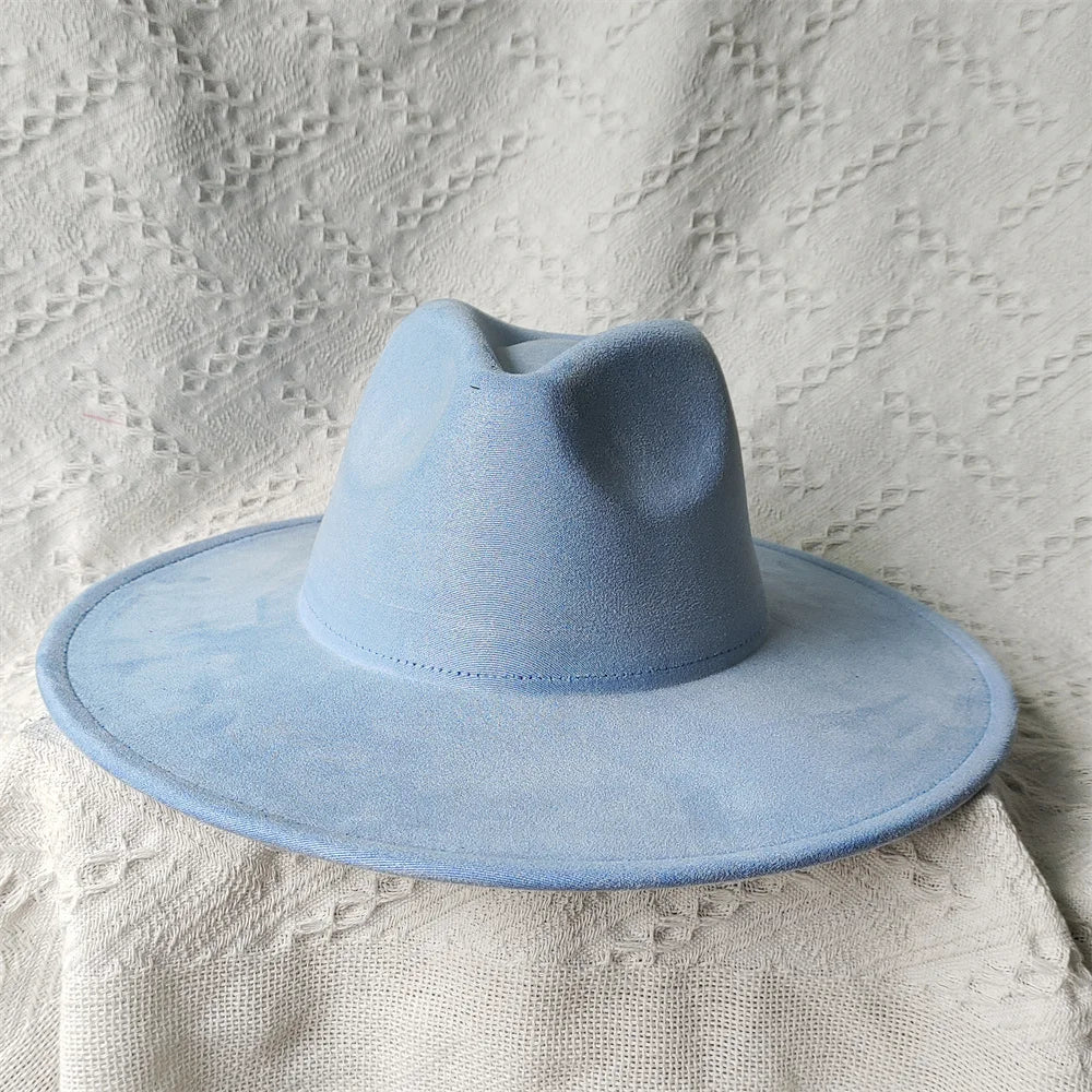 Colorful Suede Wide Brim Felt Fedoras Women's Hat Men's Church Jazz Hat Denim Hat Panama шляпа женская летняя 2024