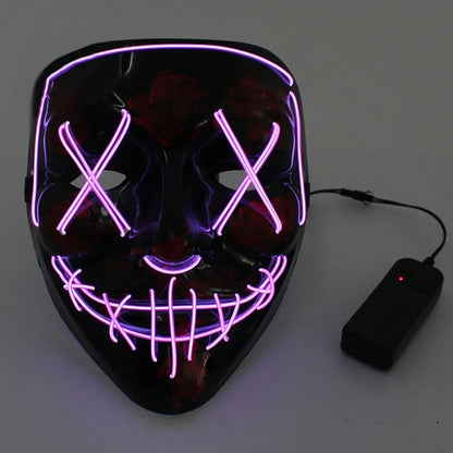 Wireless Scary Glowing Mask LED Luminous Purge Mask Halloween Horror Neon Light Up Cosplay Party Mask Fstival Costume Supplies