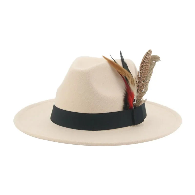 Hat Fedoras Winter Women Hats Men Felt Hat Feather Luxury Fashion Casual Wedding Decorate Men Women Fedora Chapeau Femme Bonnet
